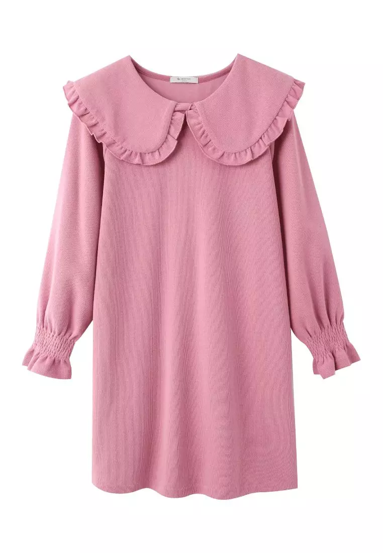 Wide Ruffle Collar Babydoll Dress with Flared Long Sleeves [DA9949]