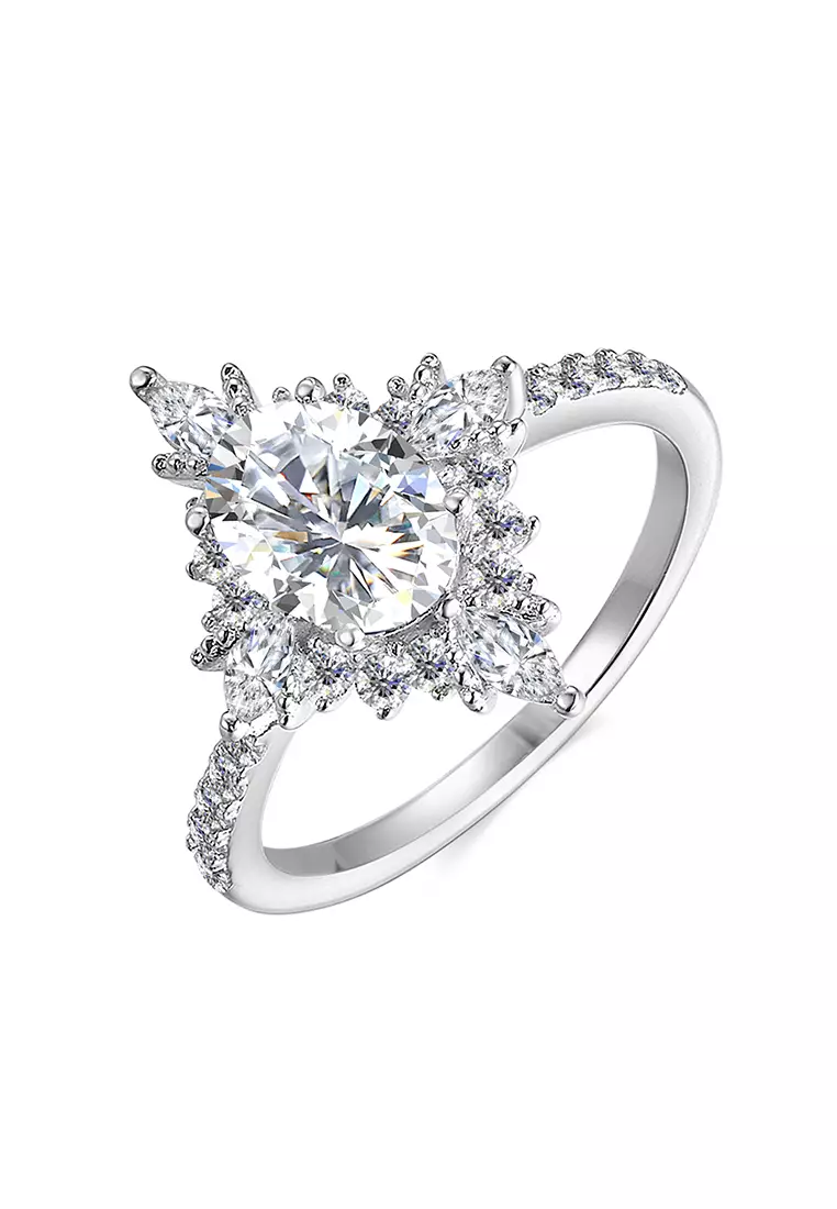 Berlian Moissanite Deesse  Ring [GRA CERTIFICATE MOISSANITE DIAMOND] - Cincin Moissanite Diamond 1.5 CT 925 Silver Celesta by Her Jewellery