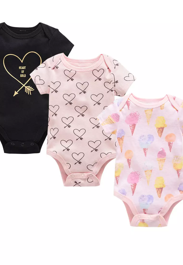 Set of 3 - Baby Summer Short Sleeve Bodysuit