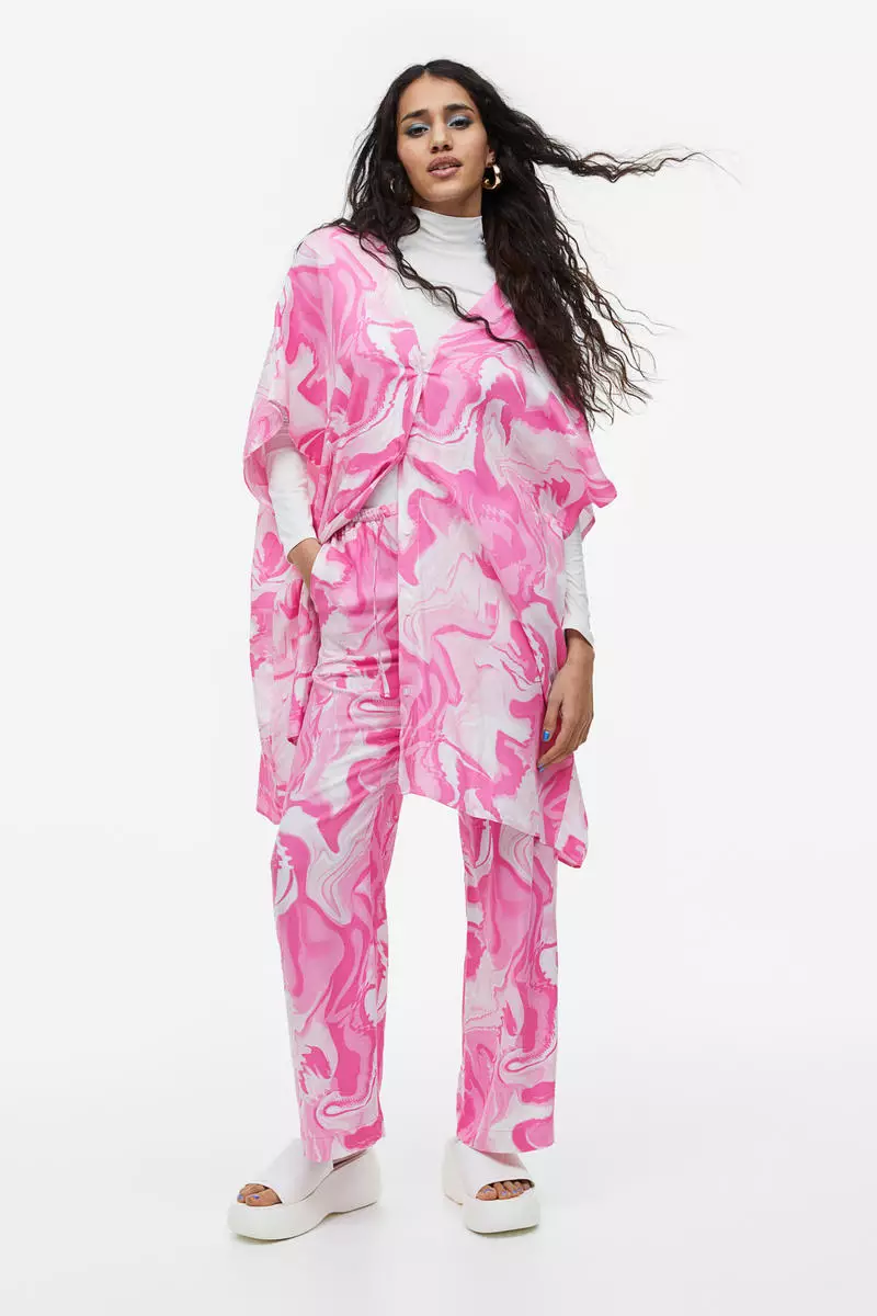 h&m pink satin trousers