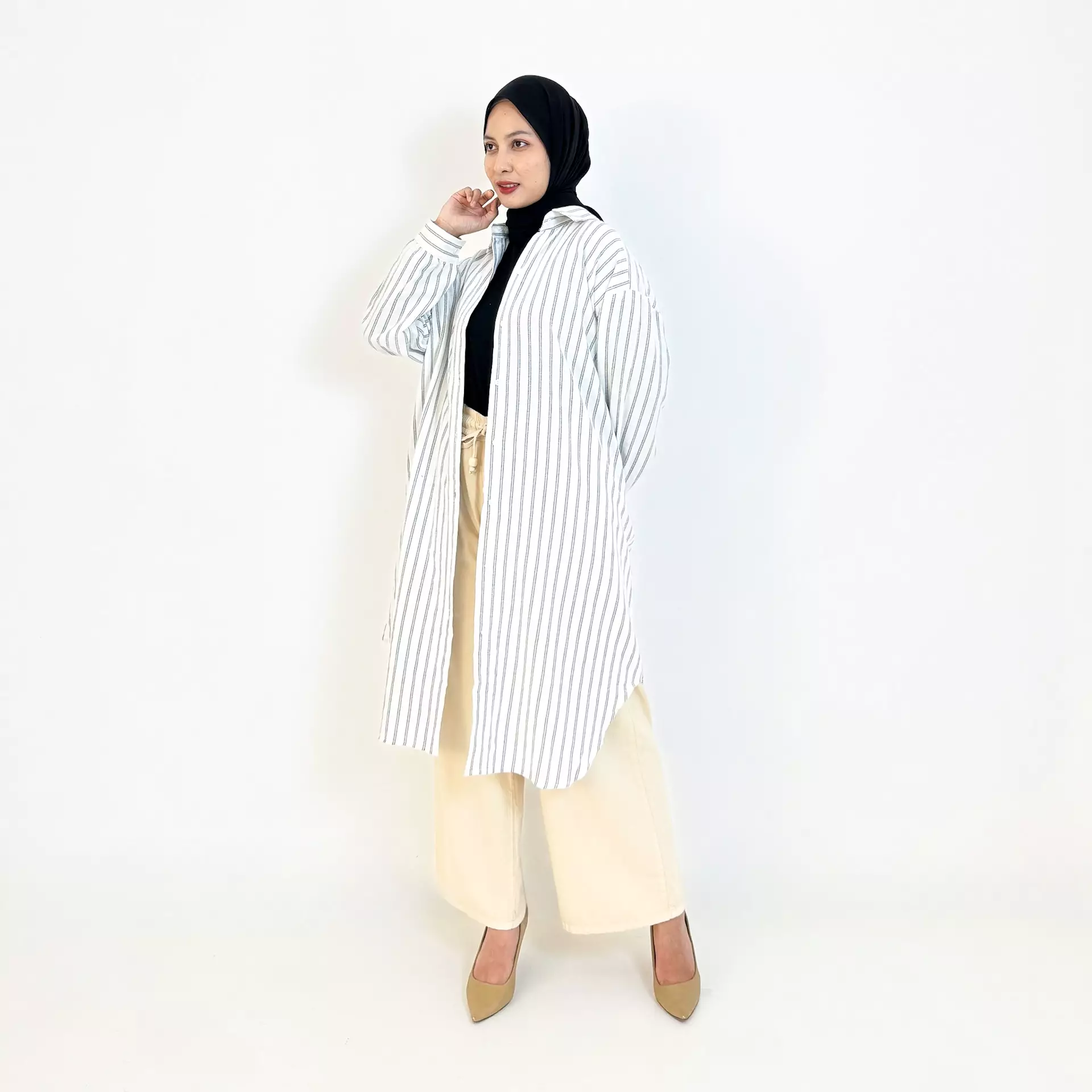 Nay Long Tunic (Kemeja Lengan Panjang Wanita) Putih