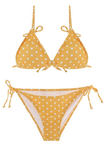 Halo yellow Dot Printed Swimsuit Bikini BE4C9US771E081GS_1