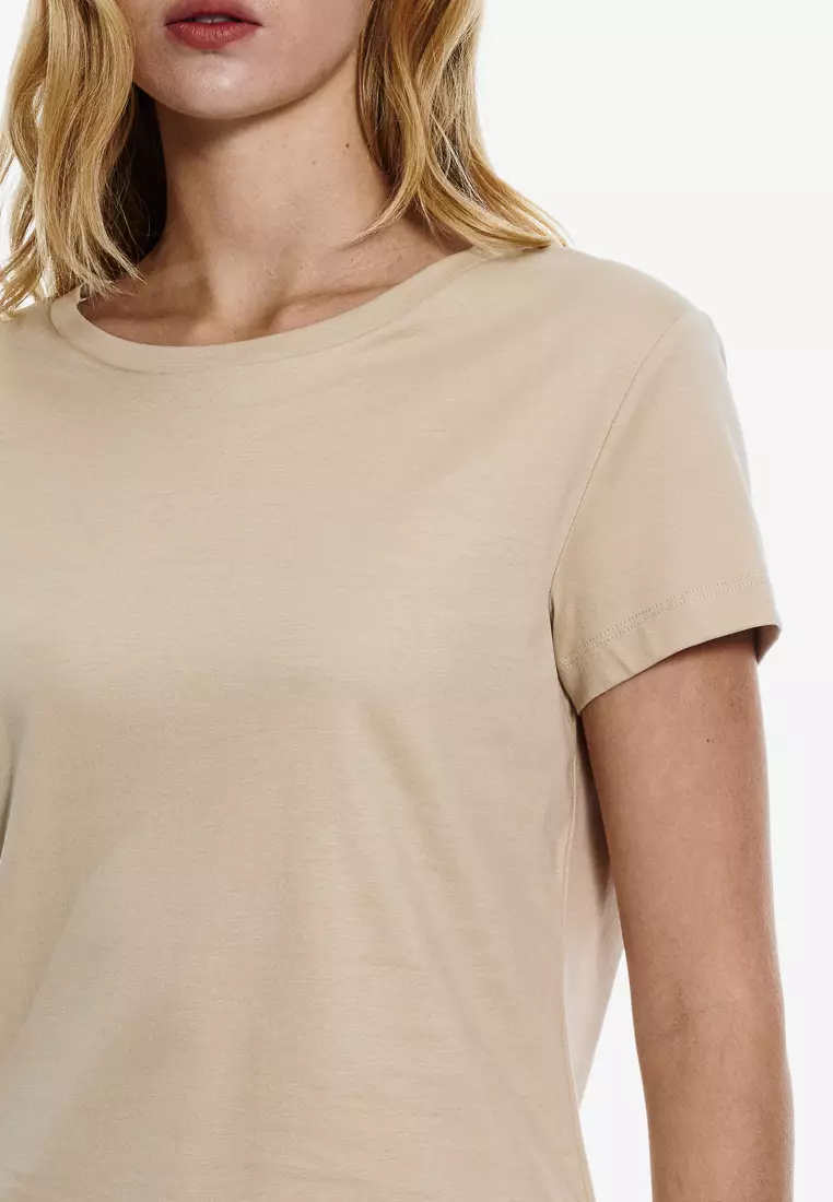 Apricot U-neck T-shirt