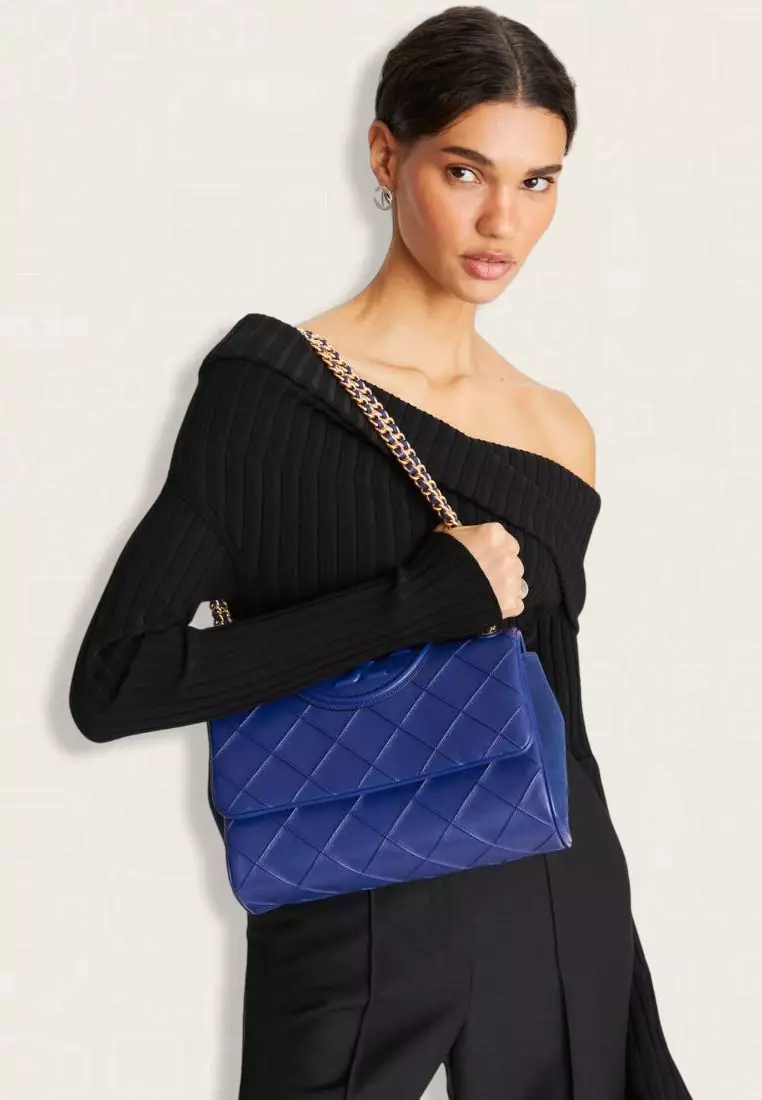 Tory Burch Fleming Soft Convertible Shoulder Bag Navy Day