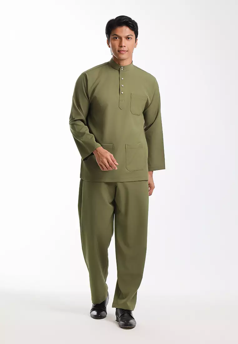 Alain Delon Baju Melayu Cekak Musang Dewasa - 19026001-45LeafGreen