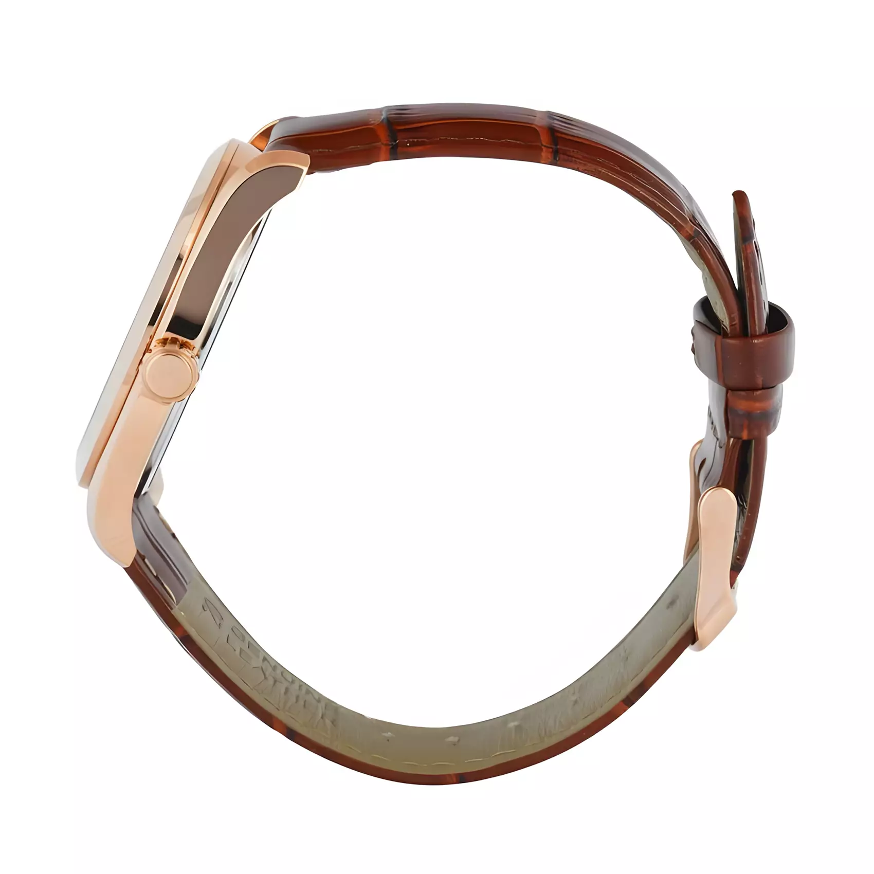 Bonia - Jam Tangan Analog Pria Sapphire Glass - Rose Gold Case - Brown Leather Strap - B10916-1542