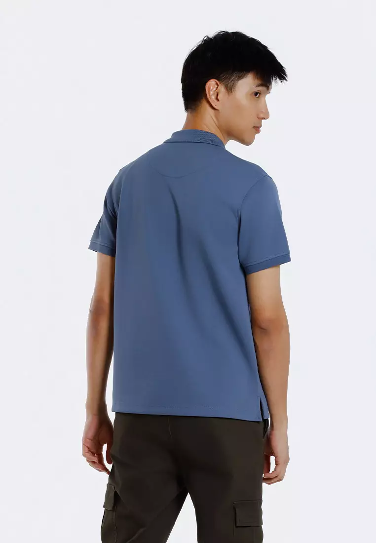 Forest Mens Stretchable Cotton Slim Fit Polo Tee - 23961-36DarkGreyBlue