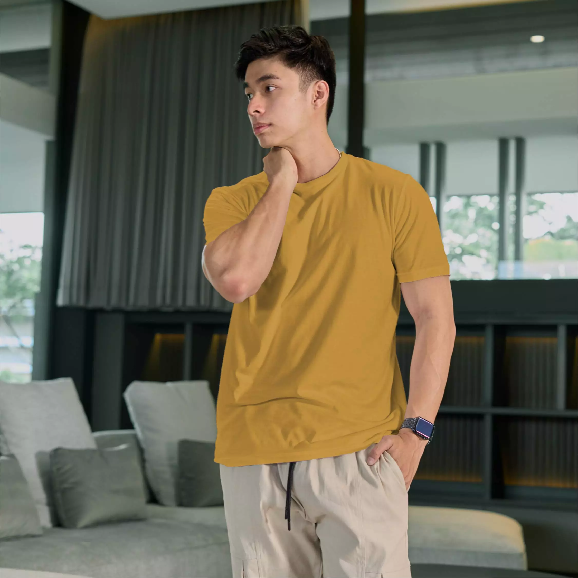 Kale Silky Yellow / T-Shirt Pria polos lengan pendek / Unisex