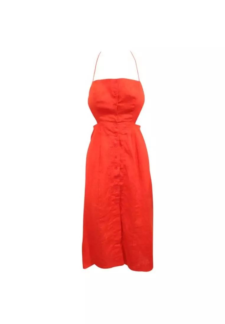 Buy Reformation Pre Loved REFORMATION Red Linen Maxi Dress with
