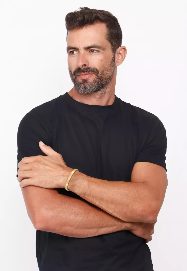 EXCLUSIVE Gelang Perhiasan Perak 925 Pria Basic Bangle Gold Plated