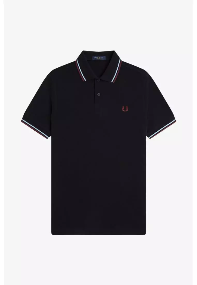 Fred Perry M3600 Twin Tipped Fred Perry Shirt (Black / Ball Boy Blue / Oxblood)