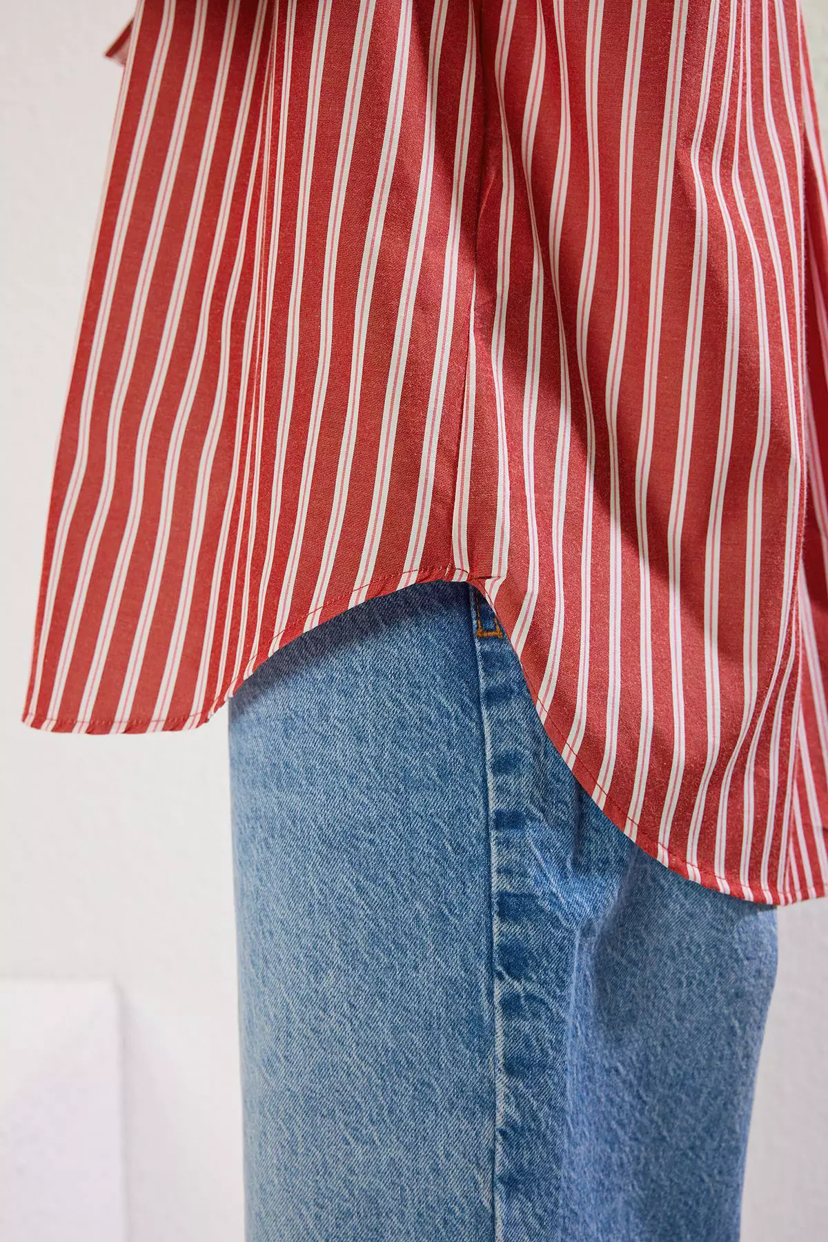 Multicolored Striped Oversize Wide Cut Shirt
