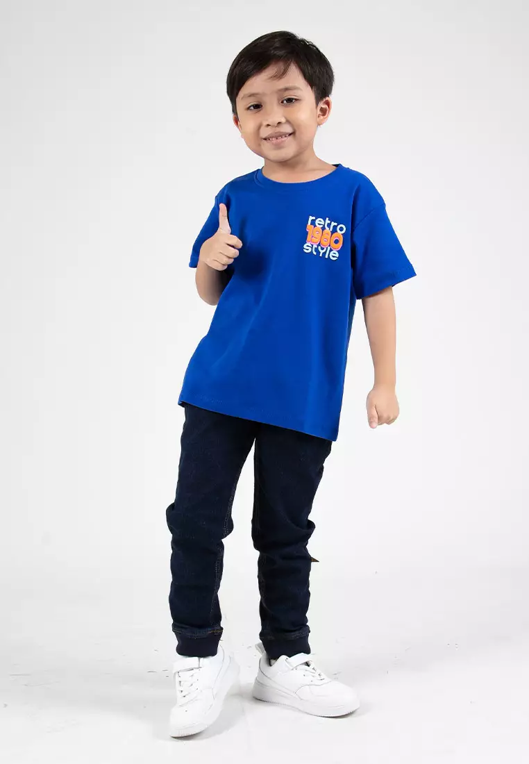 Forest Kids Boys Premium Cotton Interlock Round Neck Graphic T-Shirt | Baju T-Shirt Budak Lelaki - FK20218-34RoyalBlue