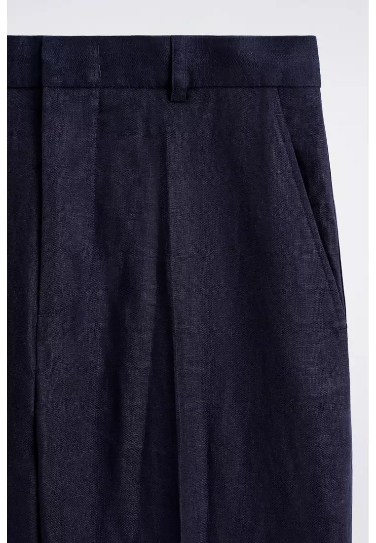 RELAXED LINEN TAPERED TROUSERS