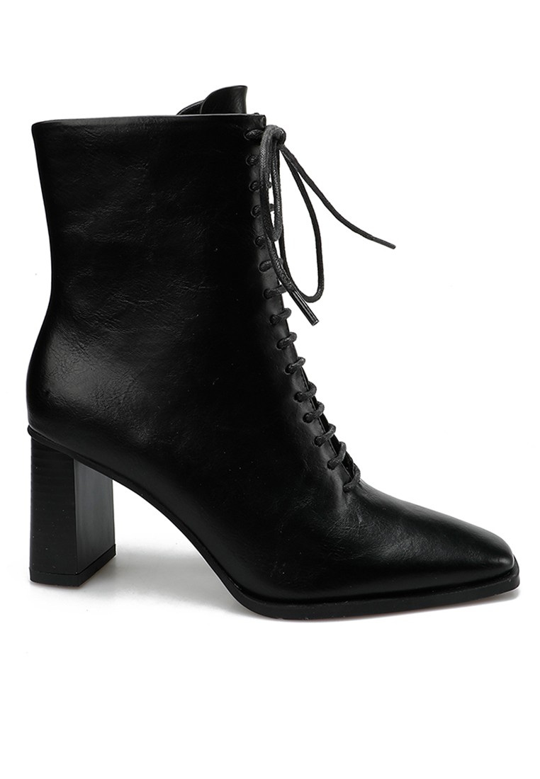 7CM Faux Leather Lace Up Ankle Boots TE0502-2A