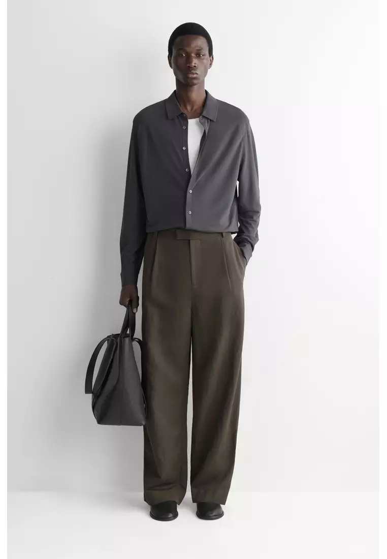 DRAPED COTTON-JERSEY SHIRT