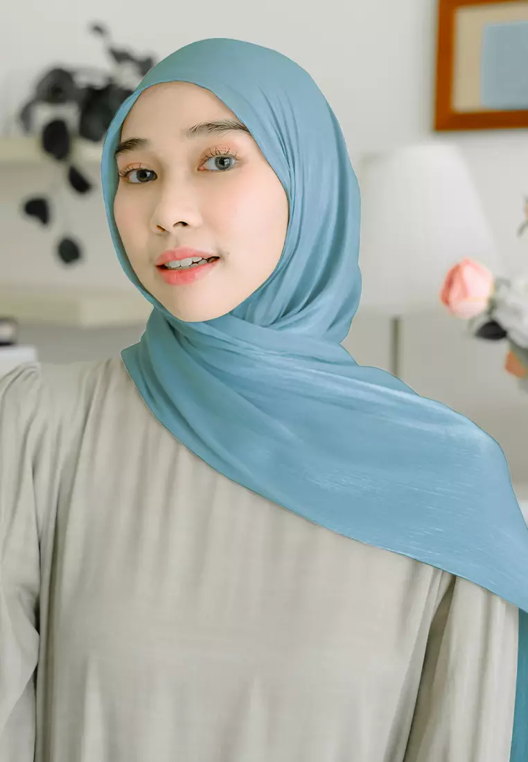 Yora Silk Shawl Coral Blue