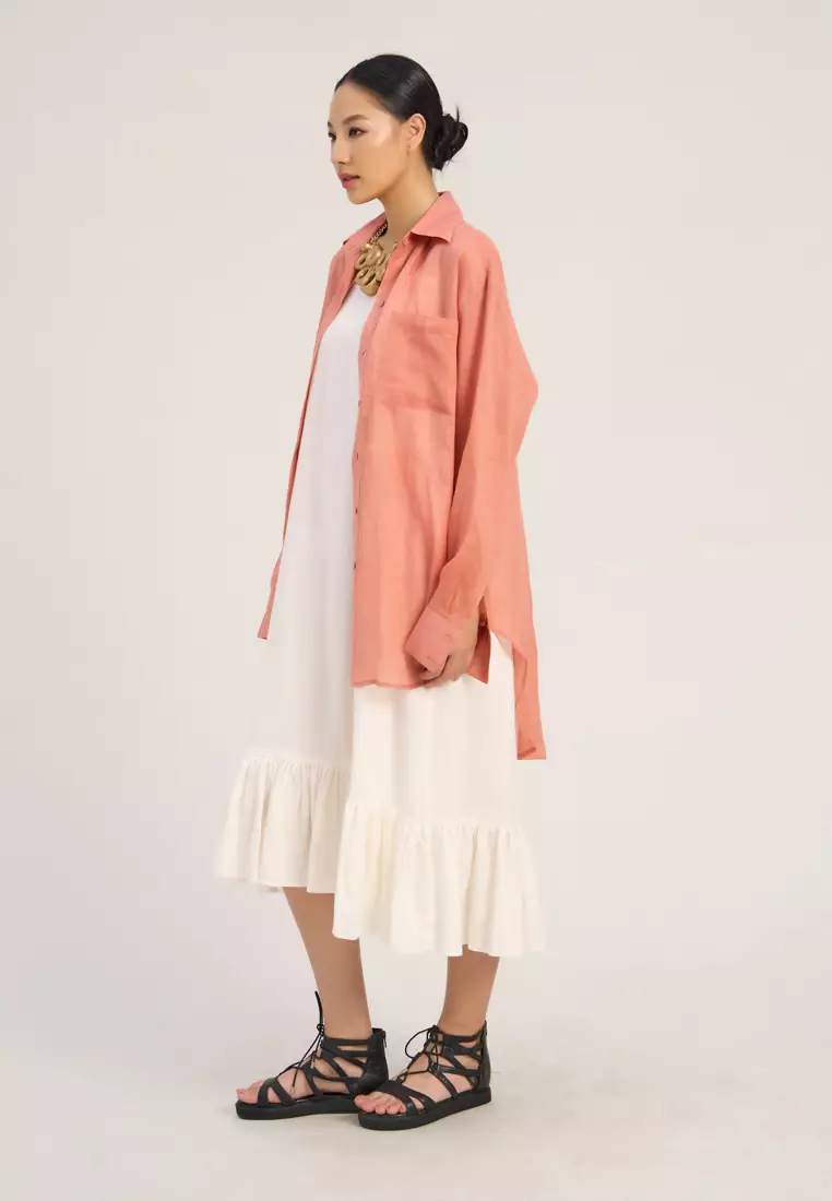 White Linen Midi Dress