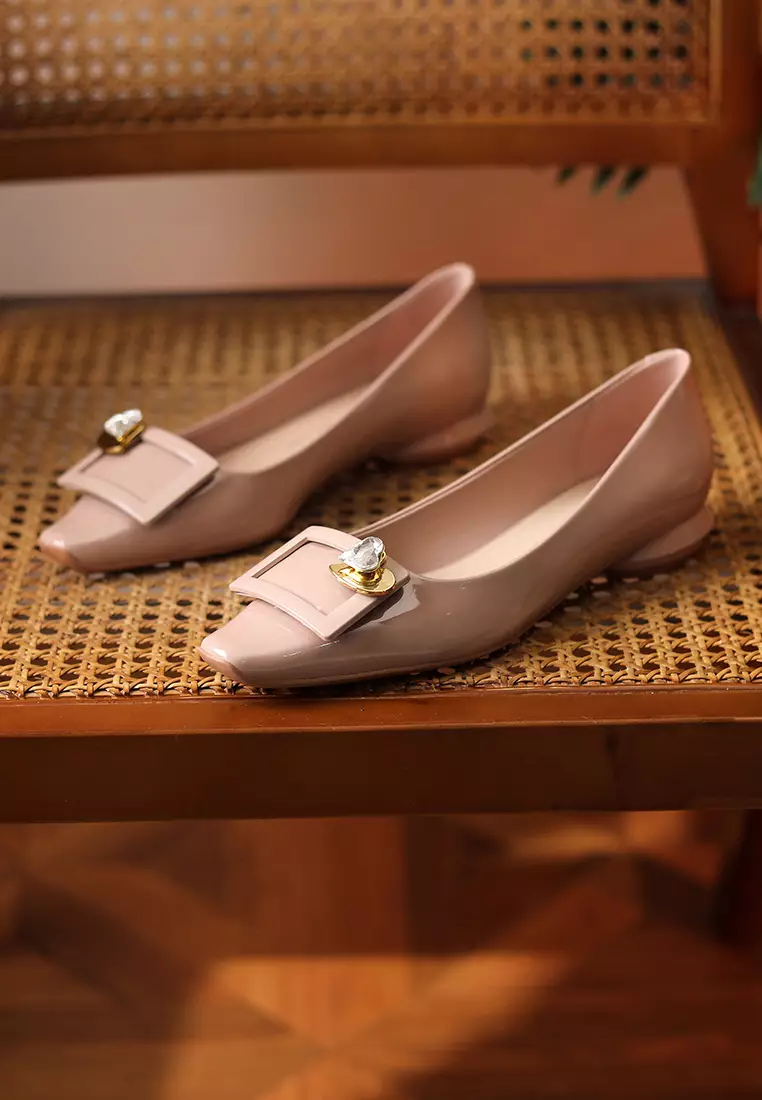 Square Rhinestone Flat Shoes XJ7318-20