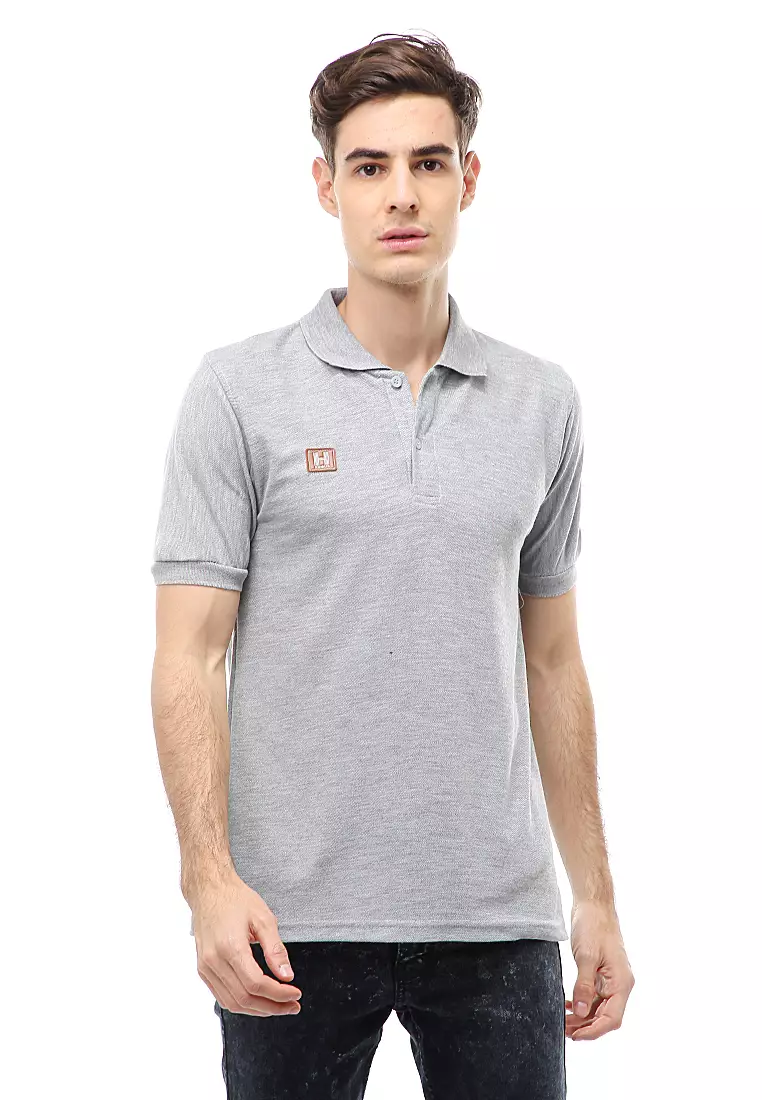 Jack Atasan Formal Pria T-Shirt Kaos Polo Polos Lengan Pendek Material Cotton ORIGINAL - Light Gray