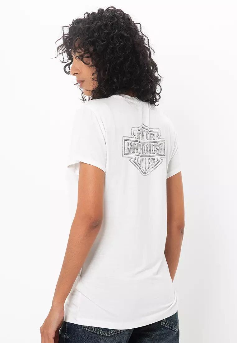 Harley-Davidson® Essential Bling Ruched Short Sleeve Top