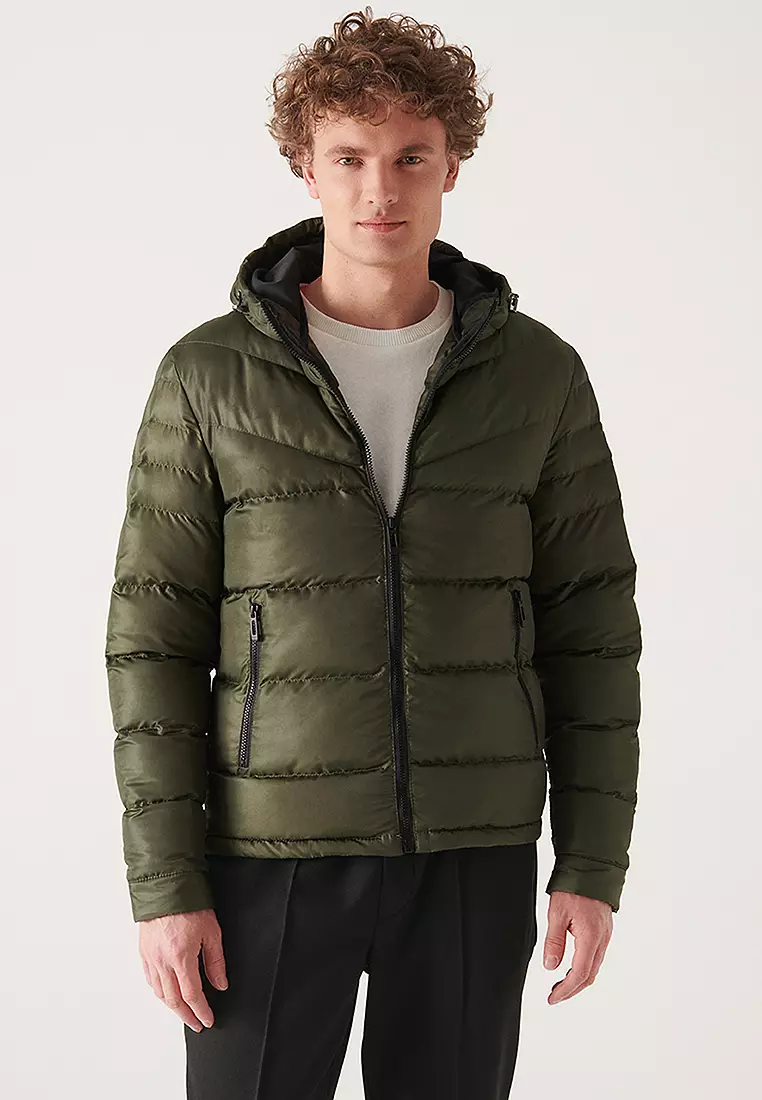 Mens khaki quilted jacket online