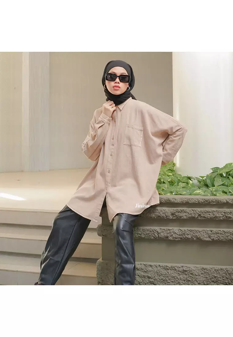 Kemeja Oversize Shirt Coco Milk HYPER ACTIVE
