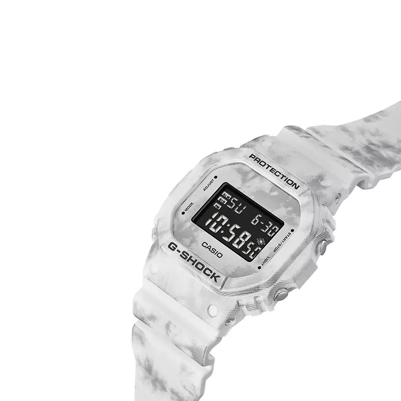 Jam Tangan Pria Casio G-Shock DW-5600GC-7DR Square Grunge Snow Camouflage Digital Dial Camouflage Resin Band