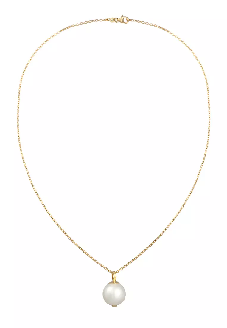 Necklace Pendant Elegant Classic Shell Core Pearl Gold Plated
