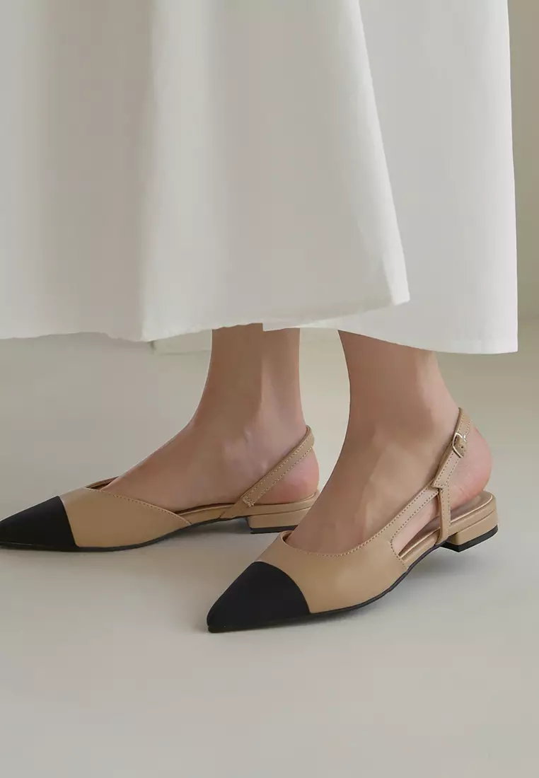 Dalia Slingback Flats (2cm) - Beige
