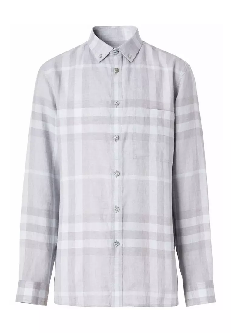 Burberry grey check hot sale shirt