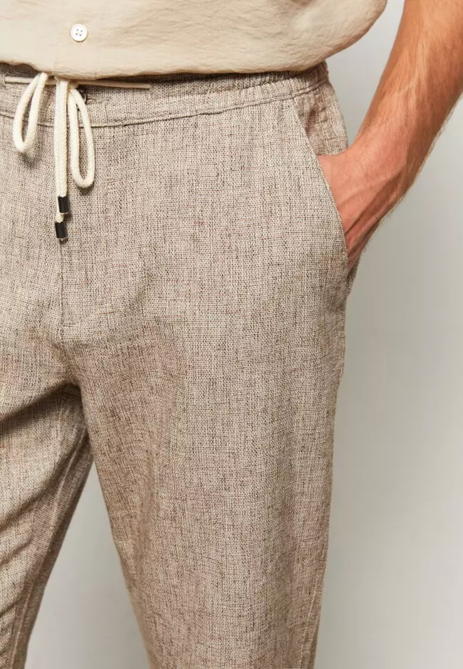 Buy LC WAIKIKI Slim Fit Linen Men s Trousers 2024 Online ZALORA