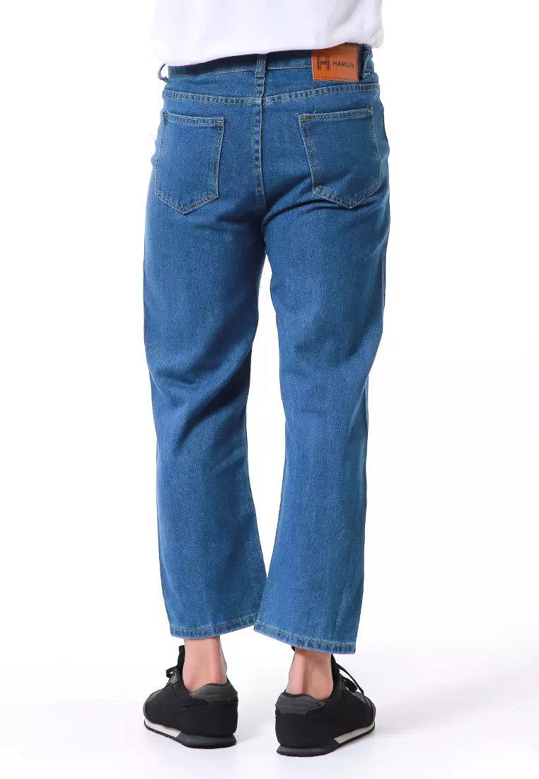 Nemanja Celana Jeans Pria Loose Straight Long Pants Korean Style Material Denim ORIGINAL - Dark Blue