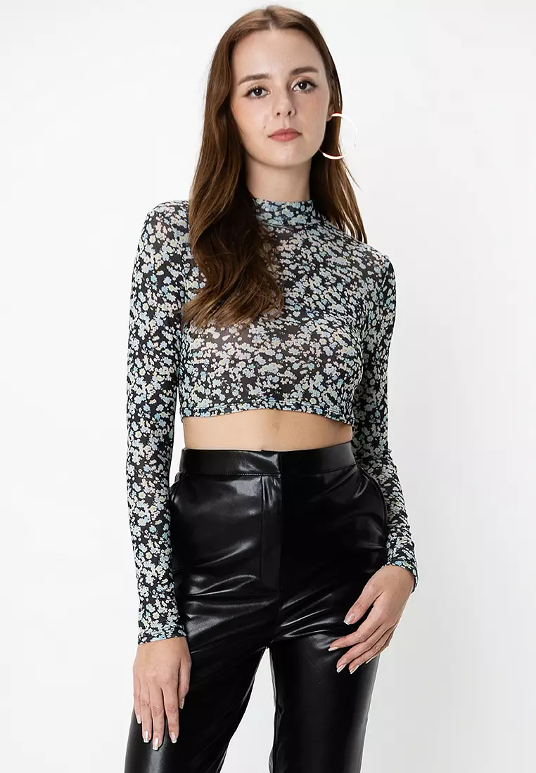 Asos mesh long sleeve top online