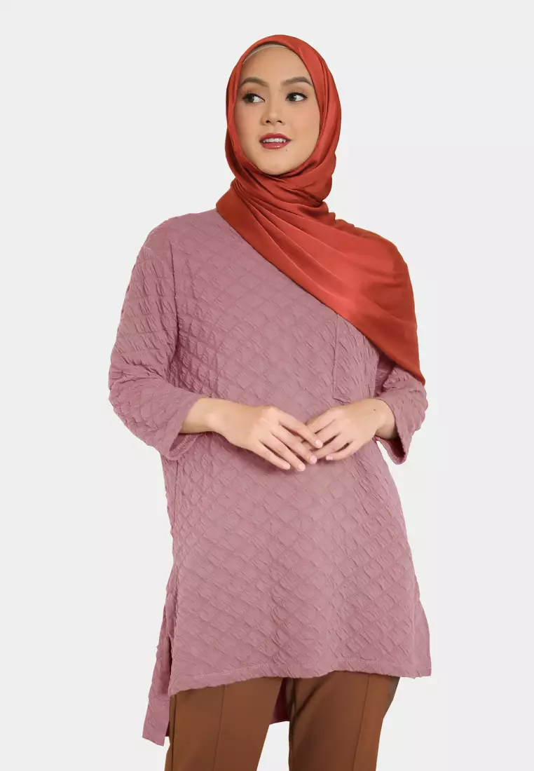 Cotton Bee - Shakilla Waffle Tunik | Atasan Wanita Tunik Muslimah - Rose Pink