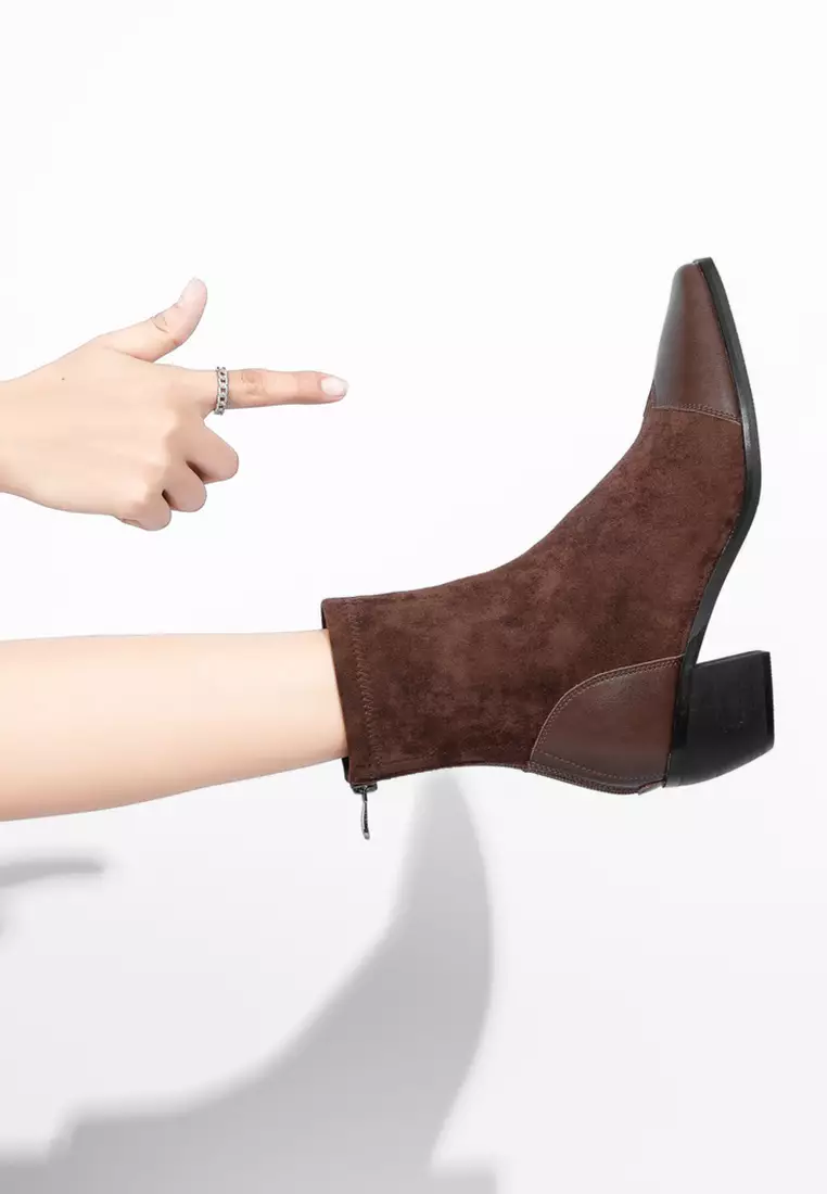 Suede Fabric Stitched Chelsea Boots TE8159-7