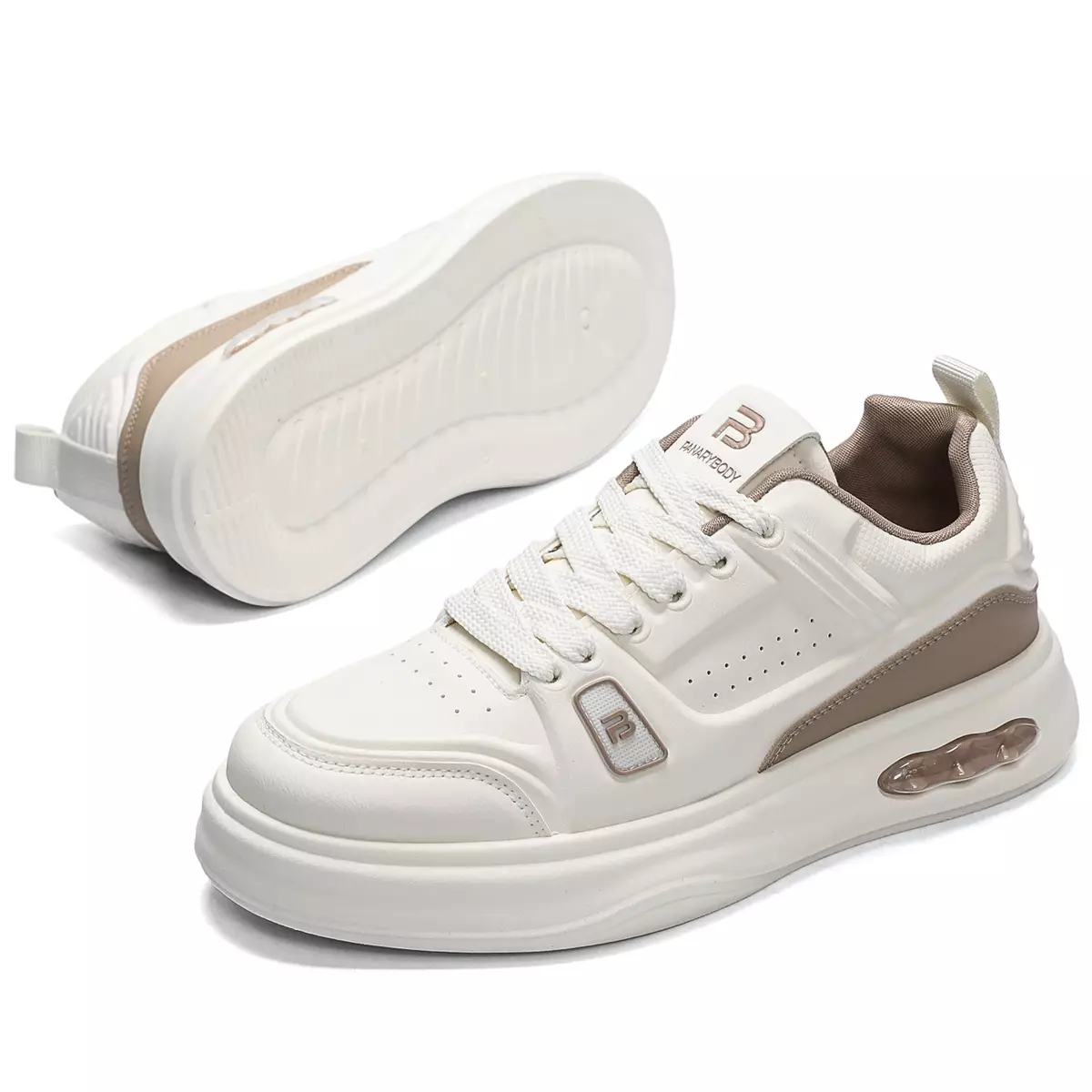 LURAD Sepatu Cowok Sekolah Polos Hitam Beige Simple Sneakers Pria QNR38