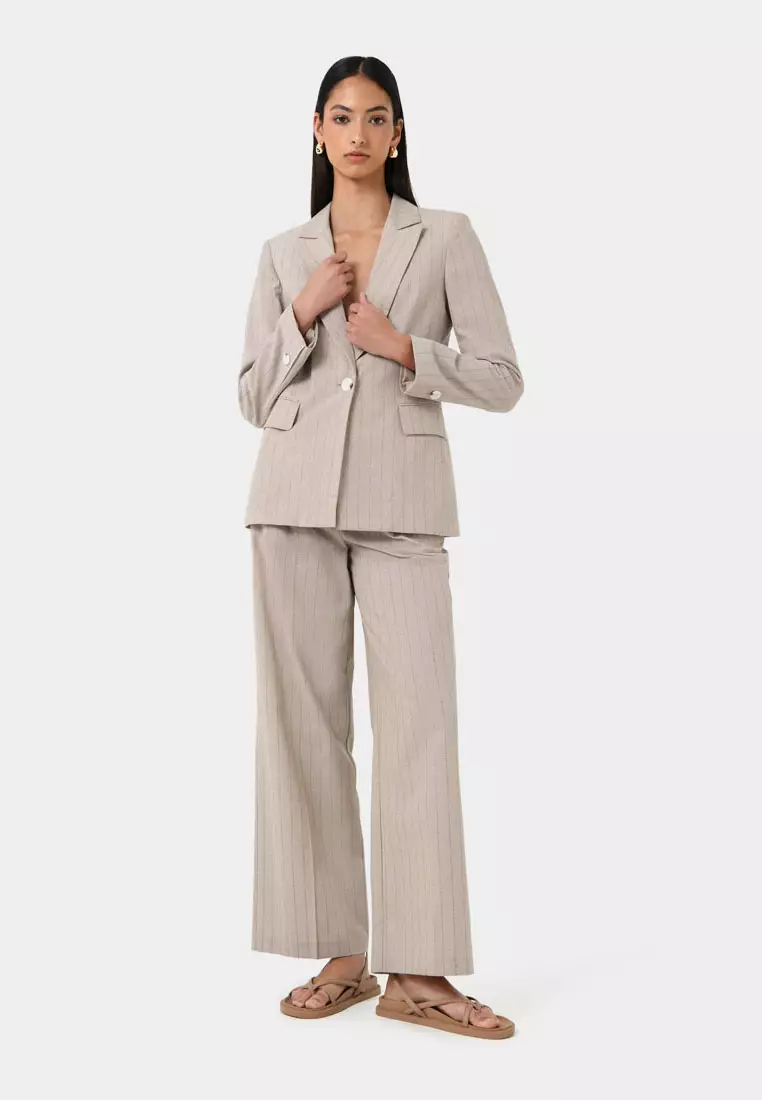 Ria Stripe Cotton Blend Jacket