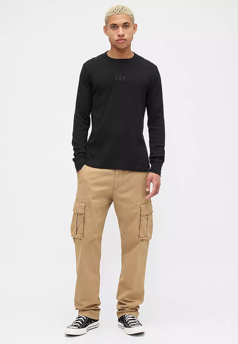 French Terry Long Sleeve Waffle Mini Logo Crewneck Sweatshirt