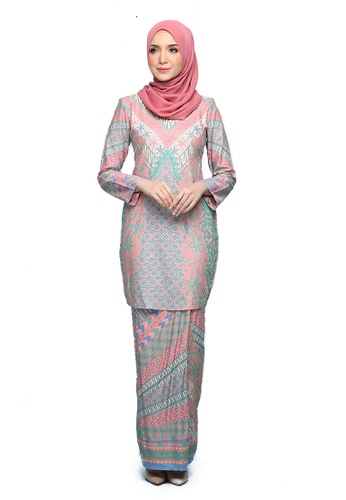 Kurung Ratna from Seri Maharani in Pink and Green and Multi