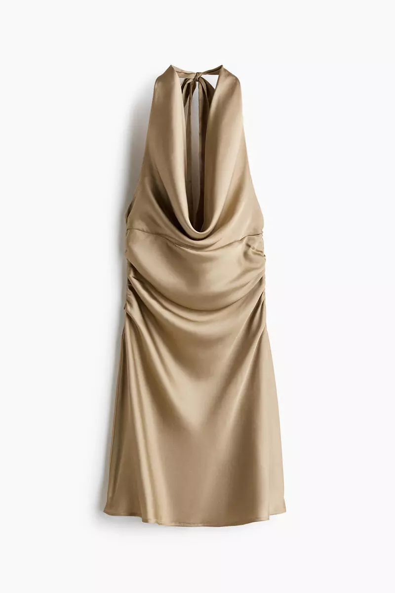 Halterneck satin dress