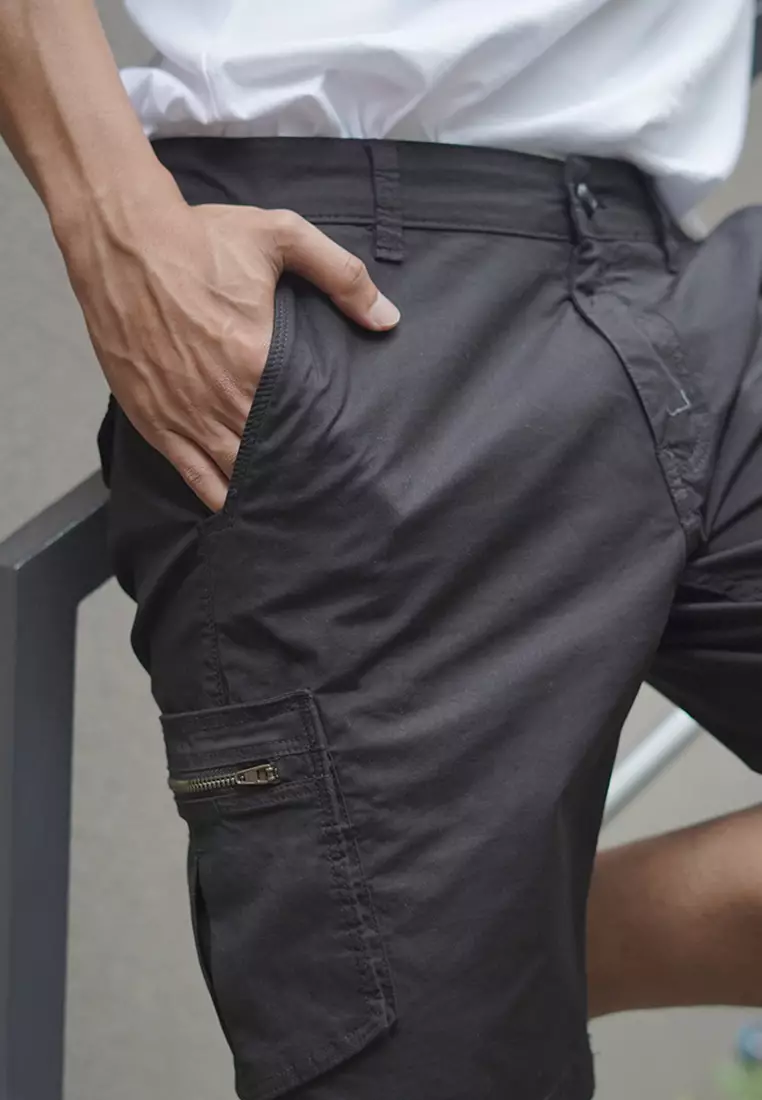 Celana Pendek Cargo Combat Cotton Stretch OXCON Short Pants Raven Black