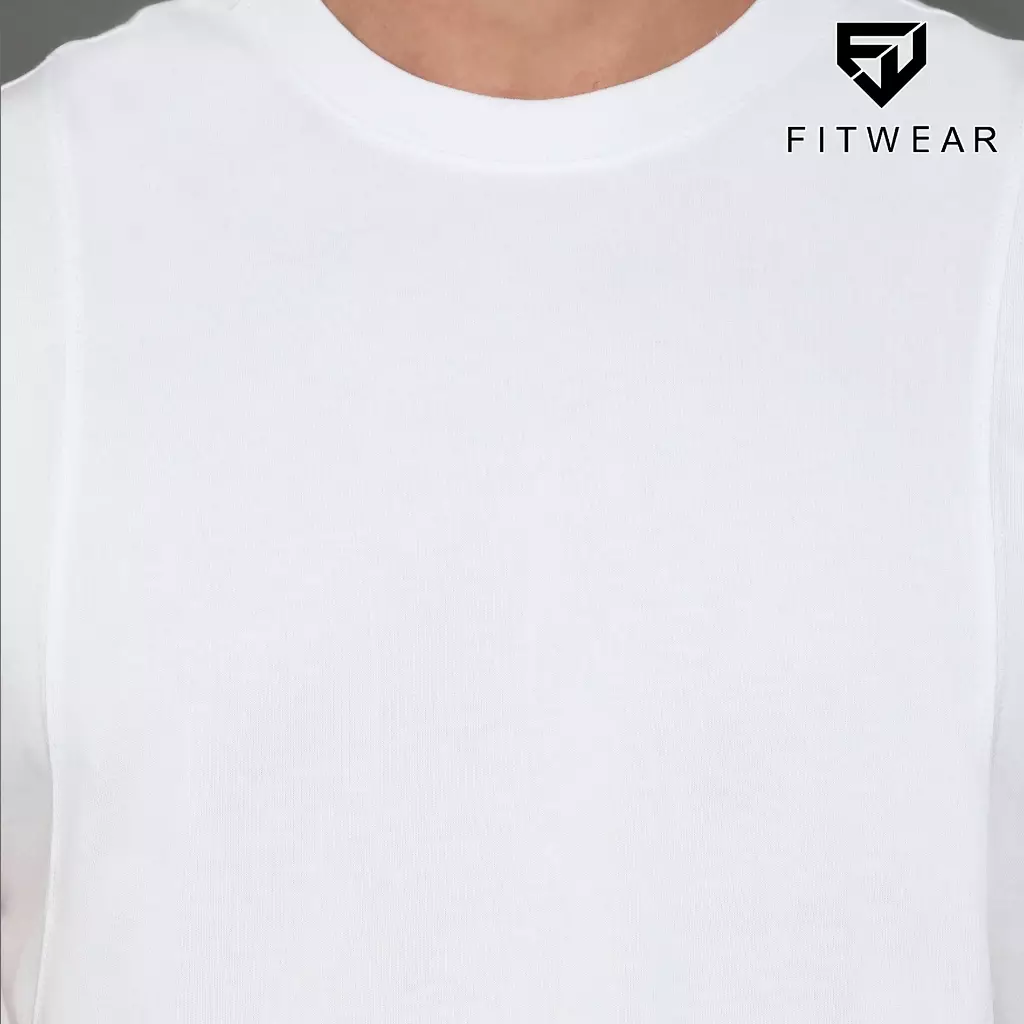 Fitwear Muscle Tee Olahraga Pria Fitwear ZAYAN COTTON ROUND NECKLINE - WHITE