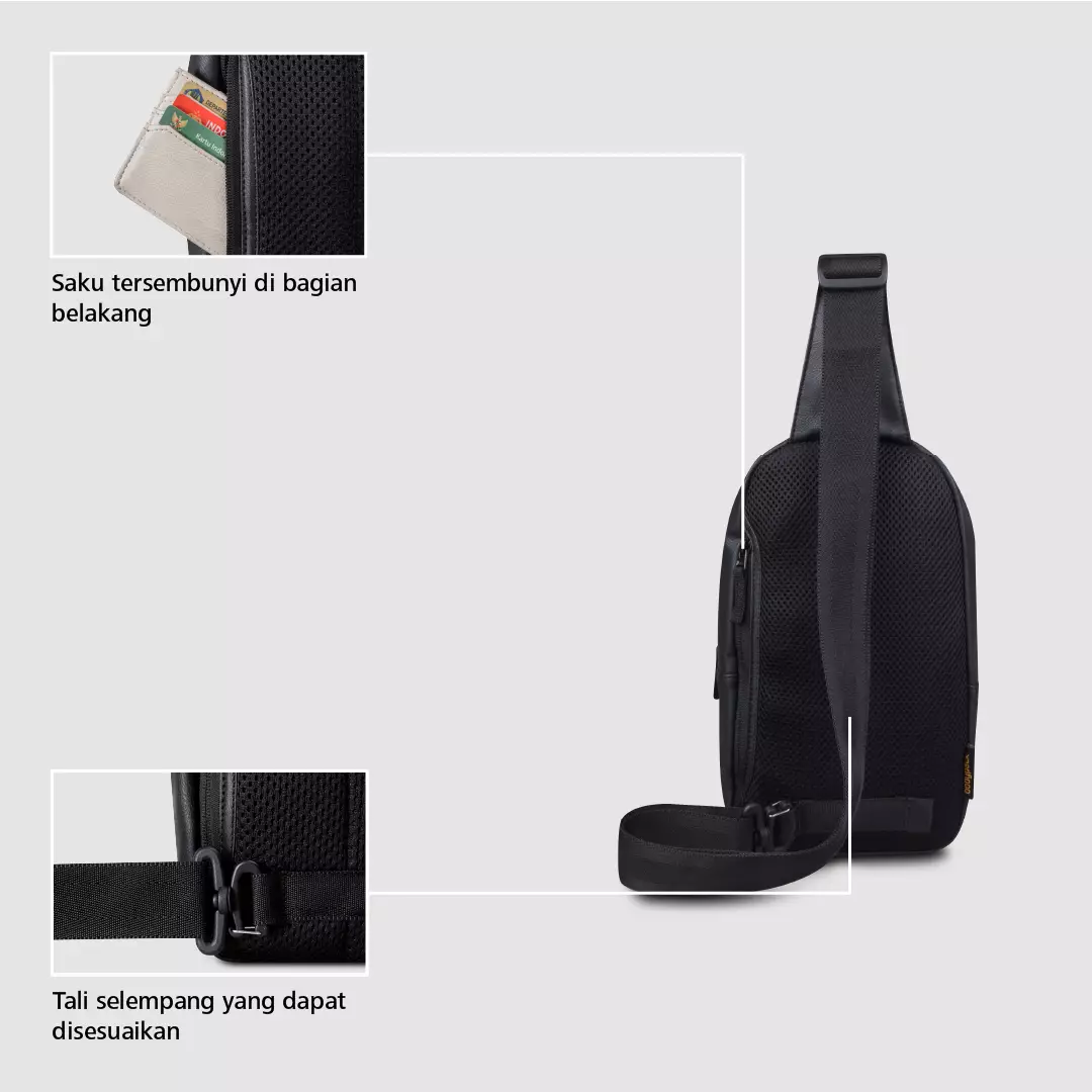 Weston 2.0 Sling Bag Tas Selempang Travel Kerja Kuliah Classic 3 L - Hitam Embossed