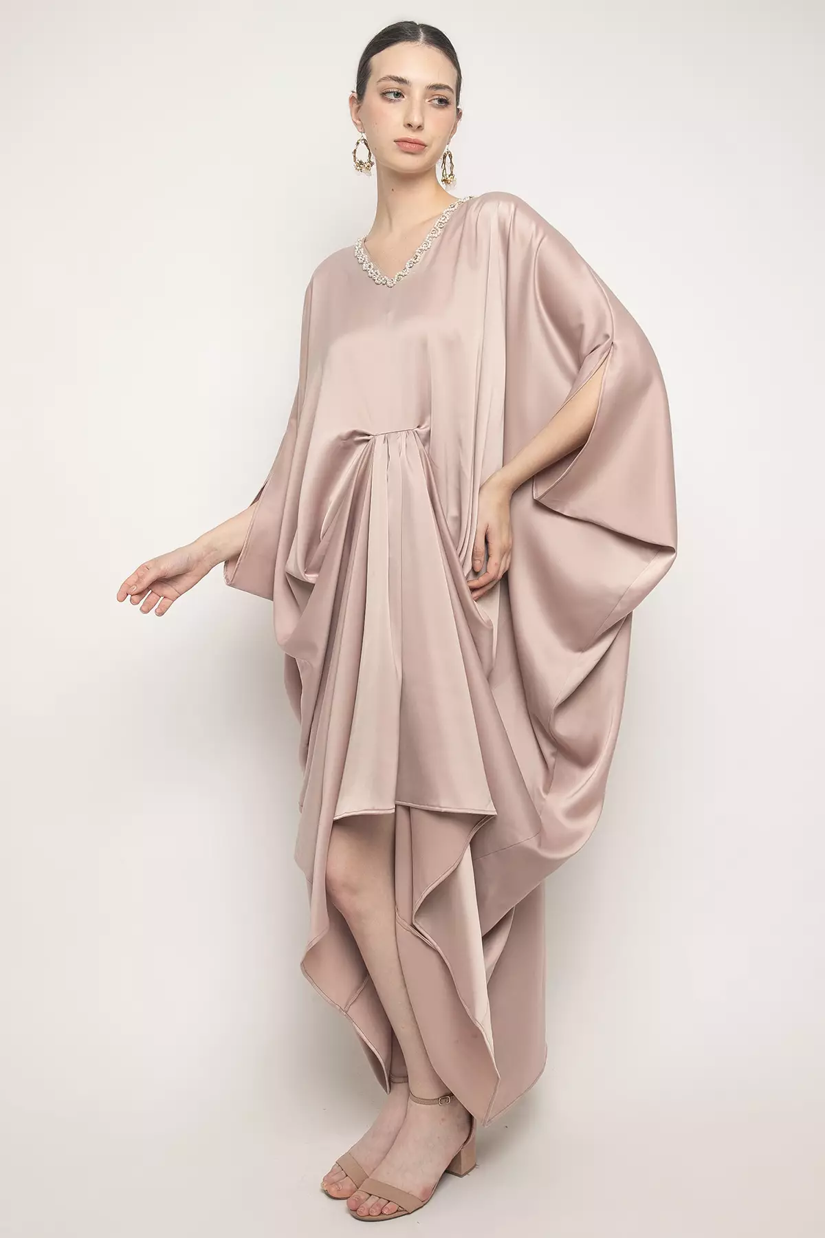 Calla Kaftan Dress in Rosegold