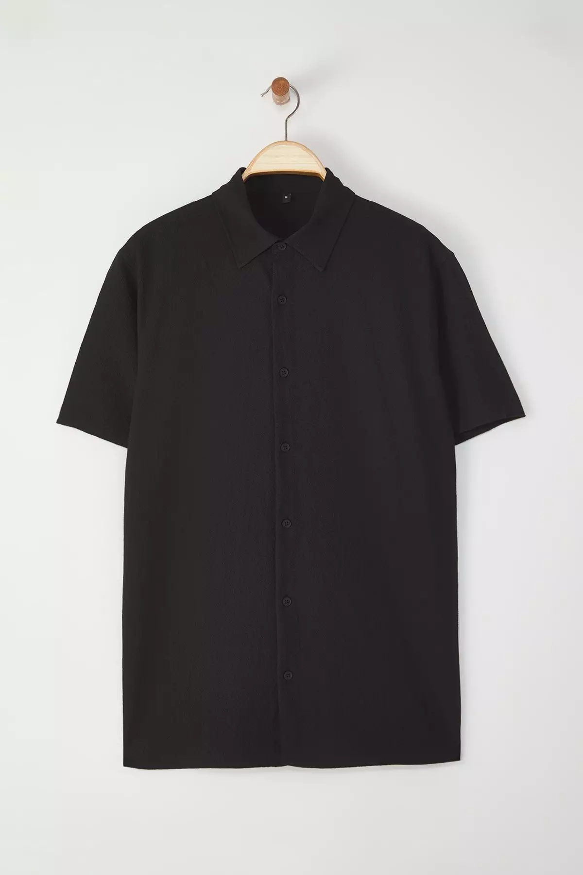 Black Regular Fit Textured Loose Casual Men's Shirt TMNSS25GO00076