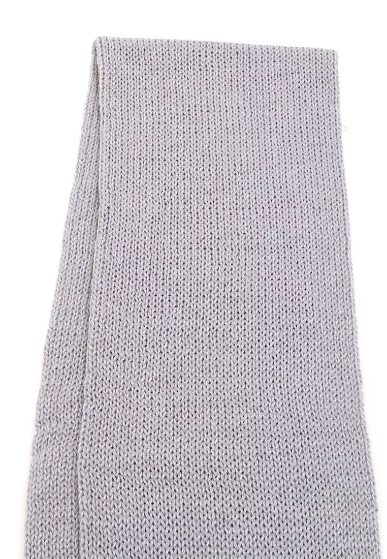 Syal Wanita Motif Polos Aksen Rumbai Shawl Rajut Lembut Fashion Women - Abu Muda