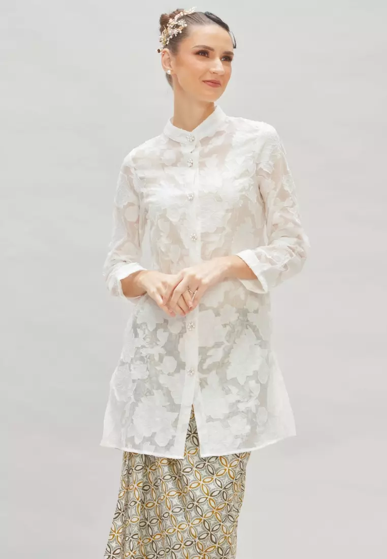 White high neck Top Premium Chiffon Top