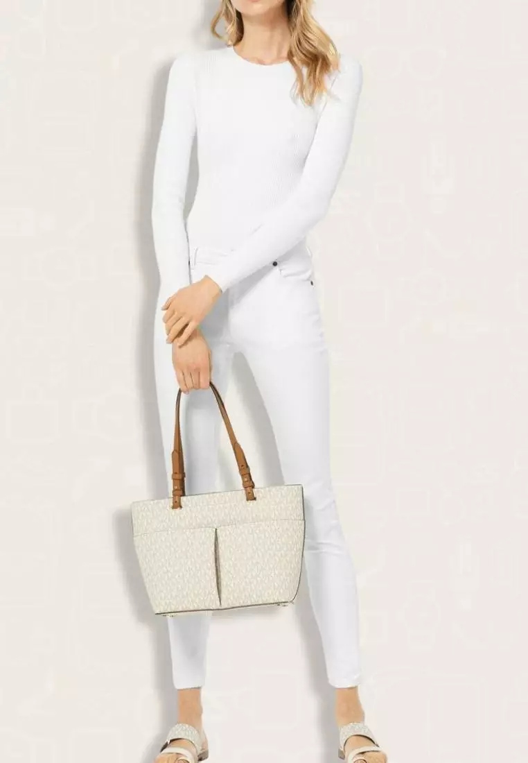 Michael Kors Bedford Medium Logo Tote Bag Vanilla