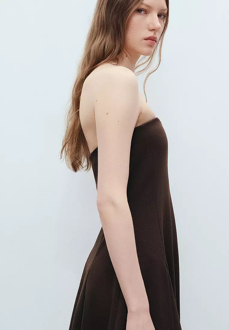 Short Strapless Dress With Pleats